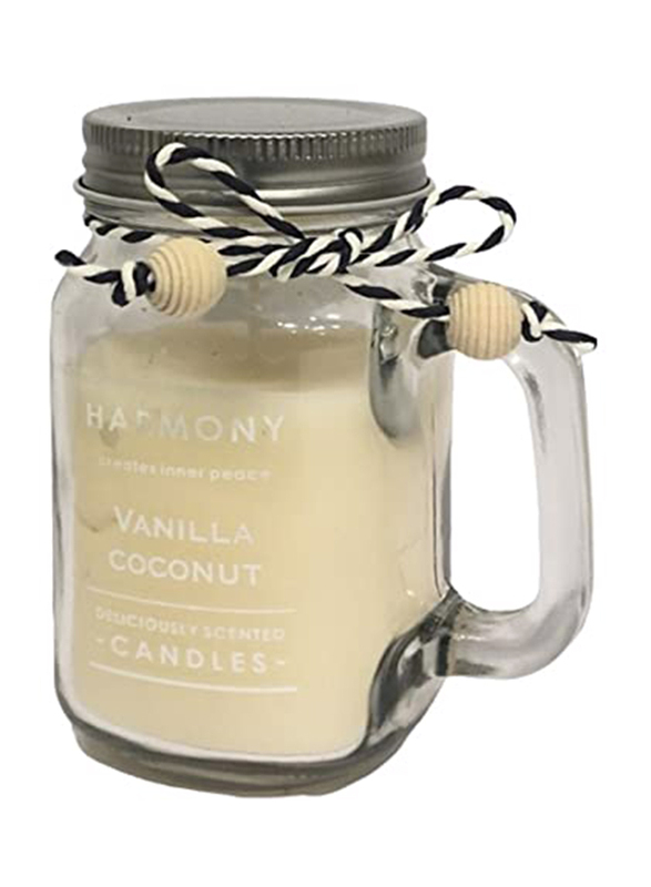 BYFT Home Fragrances Jar Candles for Relaxation with Vanilla Coconut Scent, 2 x 180g, White