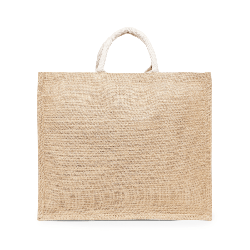 BYFT Laminated Jute Tote Bags with Gusset (Natural) Reusable Eco Friendly Shopping Bag (43.18 x 15.24 x 36.83 Cm) Set of 2 Pcs