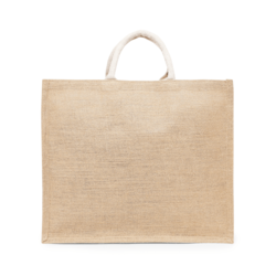 BYFT Laminated Jute Tote Bags with Gusset (Natural) Reusable Eco Friendly Shopping Bag (43.18 x 15.24 x 36.83 Cm) Set of 2 Pcs