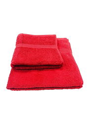 BYFT Gardenia 100% Cotton Towel Set, 2 Piece, Red