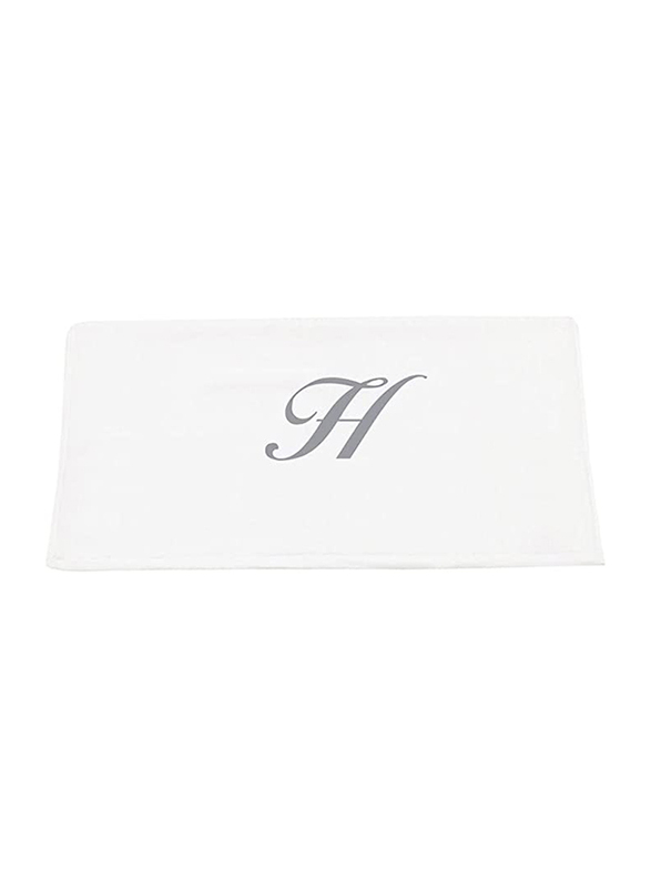 BYFT 100% Cotton Embroidered Letter H Hand Towel, 50 x 80cm, White/Silver