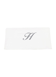 BYFT 100% Cotton Embroidered Letter H Hand Towel, 50 x 80cm, White/Silver