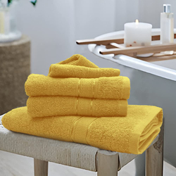 BYFT 6-Piece Daffodil 100% Cotton Bath Towel, 70 x 140cm, Yellow
