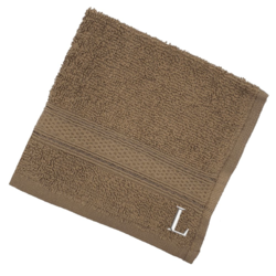 BYFT Daffodil (Dark Beige) Monogrammed Face Towel (30 x 30 Cm-Set of 6) 100% Cotton, Absorbent and Quick dry, High Quality Bath Linen-500 Gsm White Thread Letter "L"