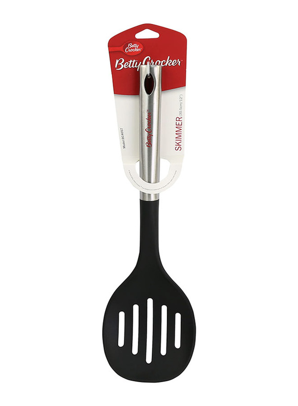 Betty Crocker Nylon Slotted Spoon with Stainless Steel Handle, BC4057, Black