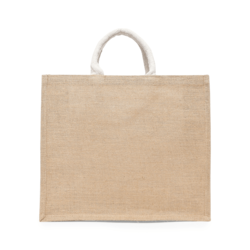 BYFT Laminated Jute Tote Bags with Gusset (Natural) Reusable Eco Friendly Shopping Bag (43.18 x 15.24 x 36.83 Cm) Set of 2 Pcs