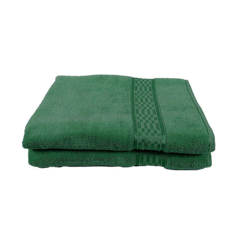 BYFT Home Ultra (Green) Premium Bath Sheet  (90 x 180 Cm - Set of 2) 100% Cotton Highly Absorbent, High Quality Bath linen with Checkered Dobby 550 Gsm
