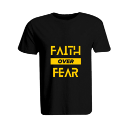 BYFT (Black) Ramadan Printed Tshirt (Faith Over Fear) Cotton (Large) Unisex Round Neck Tshirt -190 GSM