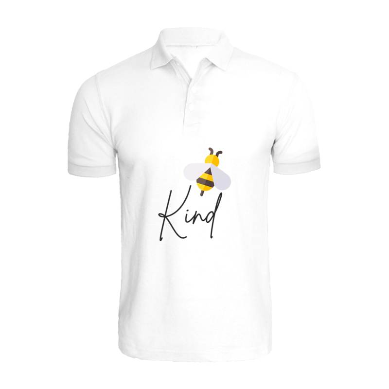 BYFT (White) Printed Cotton T-shirt (Bee Kind) Personalized Polo Neck T-shirt For Women (XL)-Set of 1 pc-220 GSM