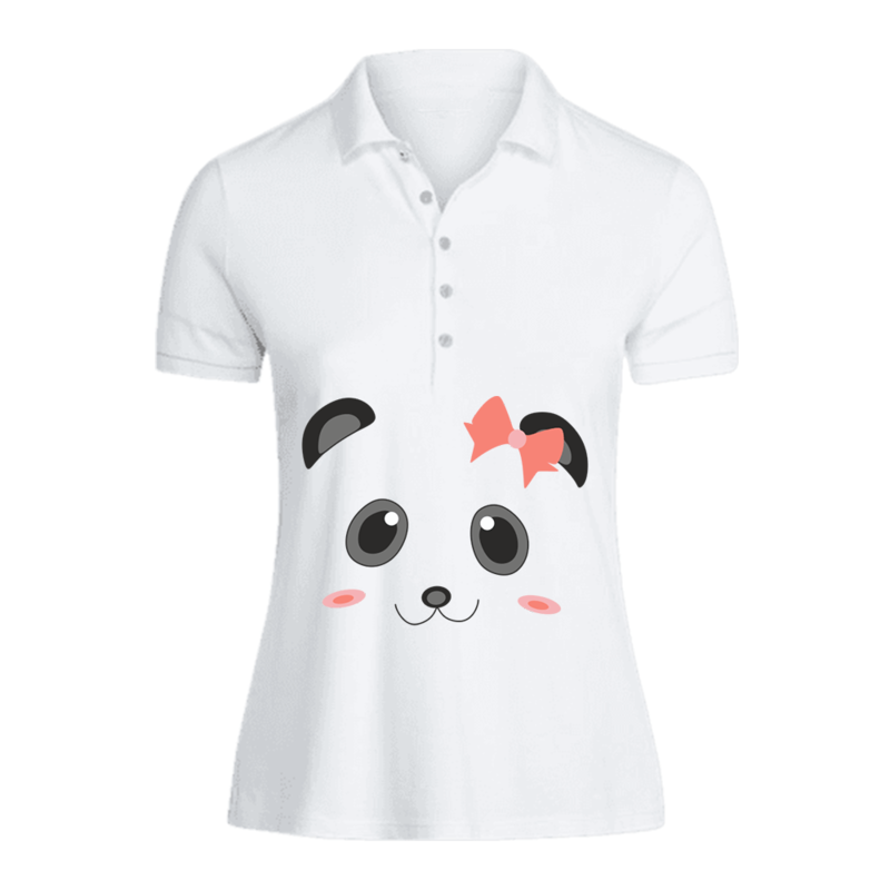 

BYFT (White) Printed Cotton T-shirt (Ms. Panda) Personalized Polo Neck T-shirt For Women (Large)-Set of 1 pc-220 GSM