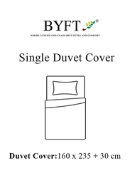 BYFT Tulip 100% Percale Cotton Duvet Cover, 180 Tc, 165 x 245 + 30cm, Single, White