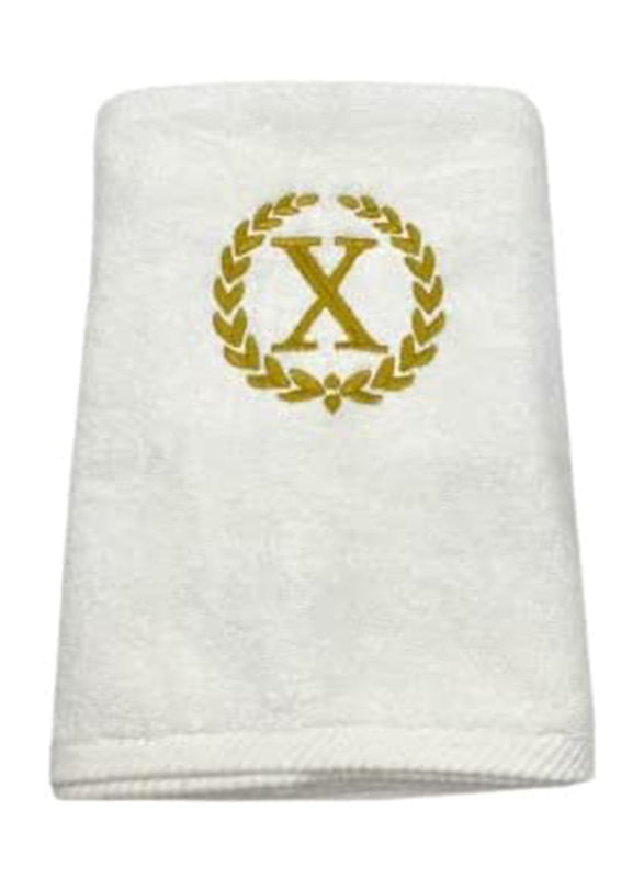 BYFT 100% Cotton Embroidered Monogrammed Letter X Hand Towel, 50 x 80cm, White/Gold
