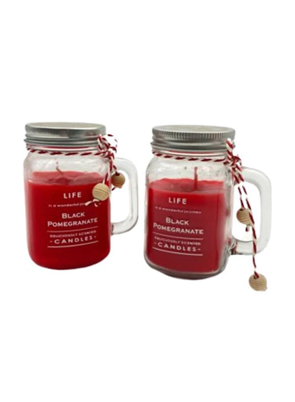 

BYFT Home Fragrances Jar Candles for Relaxation with Black Pomegrante Scent, 2 x 180g, Red