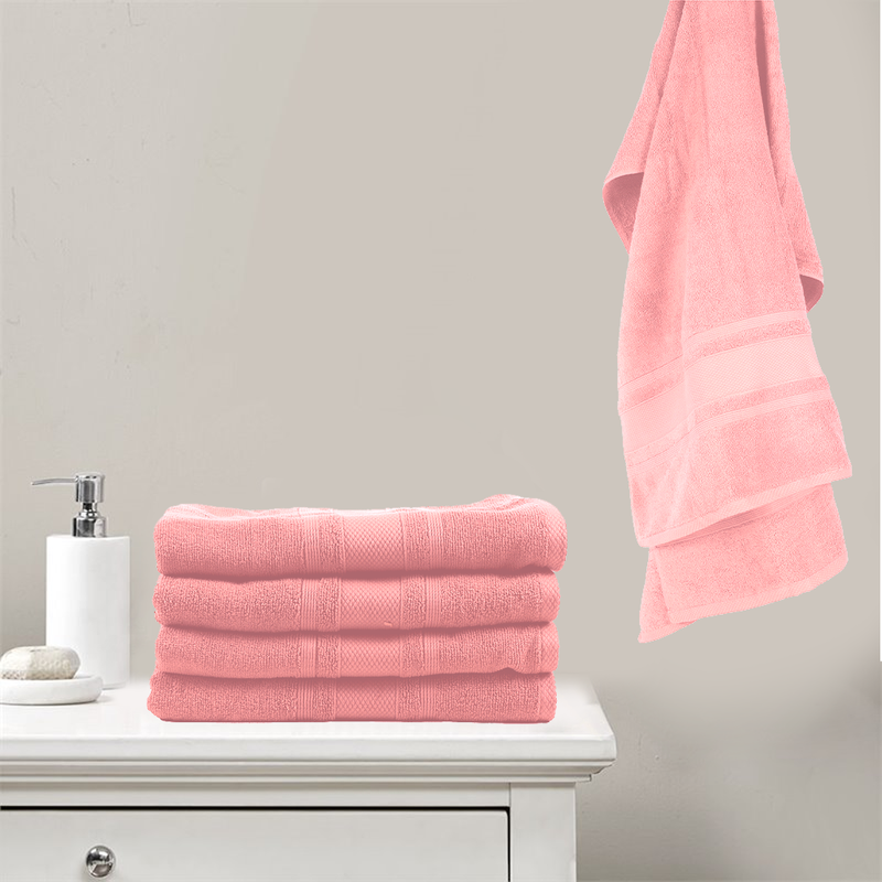 BYFT Home Castle (Pink) Premium Bath Towel  (70 x 140 Cm - Set of 2) 100% Cotton Highly Absorbent, High Quality Bath linen with Diamond Dobby 550 Gsm