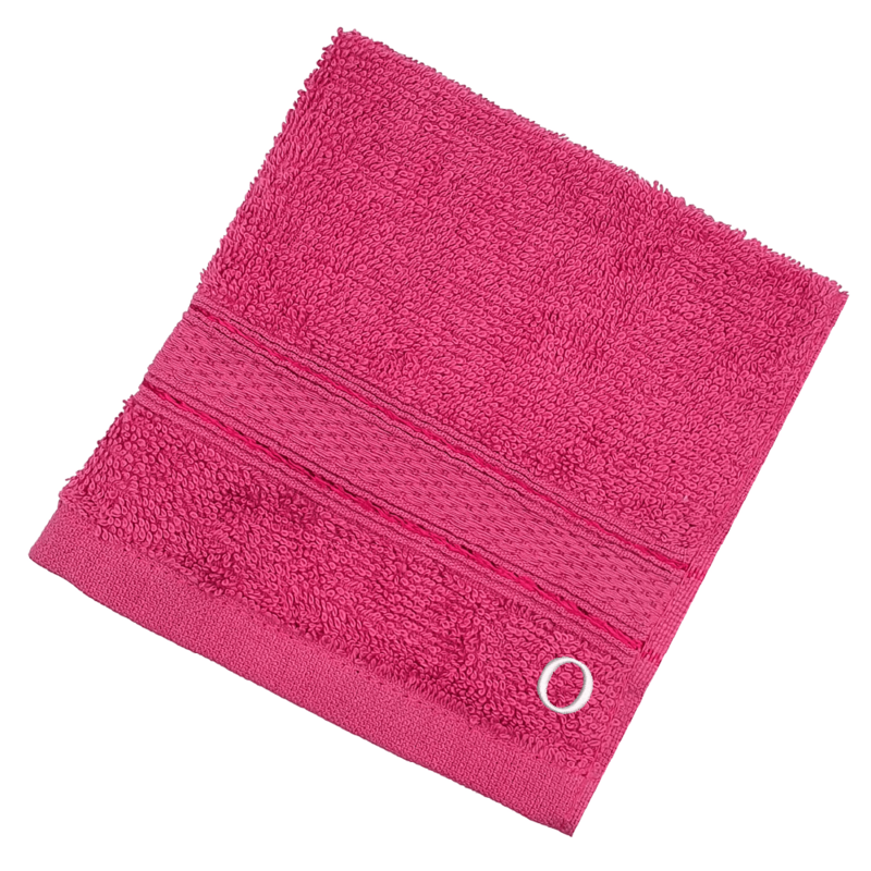 BYFT Daffodil (Fuchsia Pink) Monogrammed Face Towel (30 x 30 Cm-Set of 6) 100% Cotton, Absorbent and Quick dry, High Quality Bath Linen-500 Gsm White Thread Letter "O"