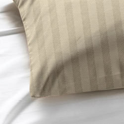 BYFT Tulip (Cream) Queen Size Flat Sheet and pillow case Set with 1 cm Satin Stripe (Set of 2 Pcs) 100% Cotton Percale Soft and Luxurious Hotel Quality Bed linen -300 TC