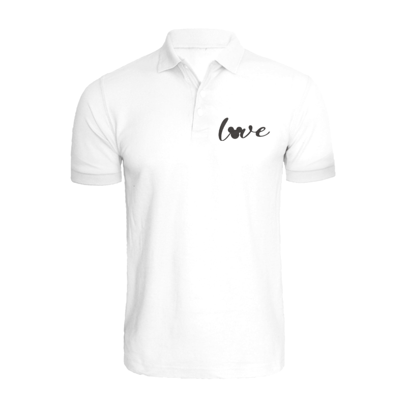 

BYFT (White) Embroidered Cotton T-shirt (Mickey Love) Personalized Polo Neck T-shirt For Men (XL)-Set of 1 pc-220 GSM