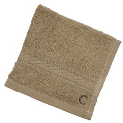 BYFT Daffodil (Light Beige) Monogrammed Face Towel (30 x 30 Cm - Set of 6) 100% Cotton, Absorbent and Quick dry, High Quality Bath Linen- 500 Gsm Black Thread Letter "C"