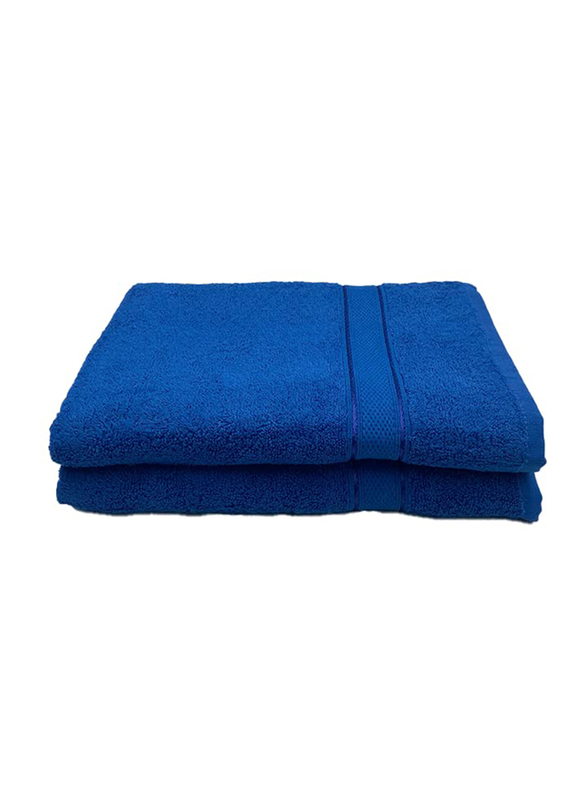 BYFT 2-Piece Daffodil 100% Cotton Bath Towel, 70 x 140cm, Royal Blue
