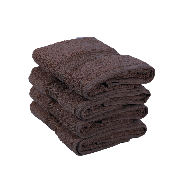 BYFT Home Ultra (Brown) Premium Hand Towel  (50 x 90 Cm - Set of 4) 100% Cotton Highly Absorbent, High Quality Bath linen with Checkered Dobby 550 Gsm