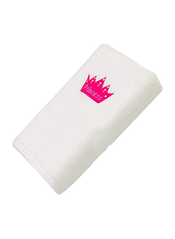 BYFT 100% Cotton Embroidered Princess Bath Towel, 70 x 140cm, White/Pink