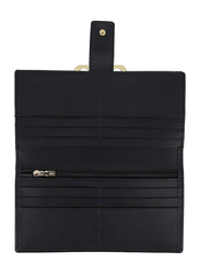 Jafferjees Fuschia Leather Bi-Fold Wallet for Women, Black