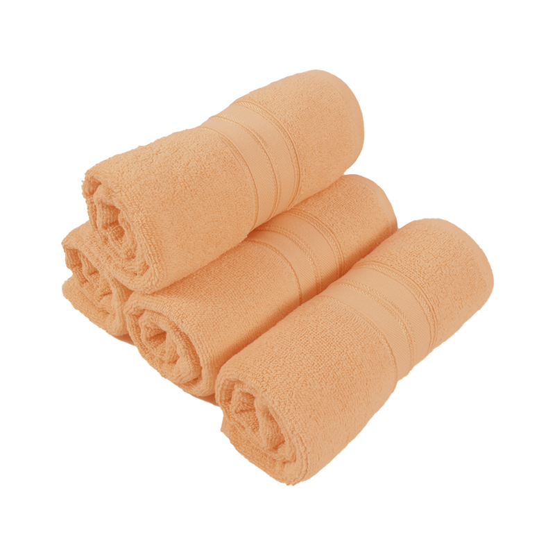 BYFT Home Trendy (Peach) Premium Hand Towel  (50 x 90 Cm - Set of 4) 100% Cotton Highly Absorbent, High Quality Bath linen with Striped Dobby 550 Gsm