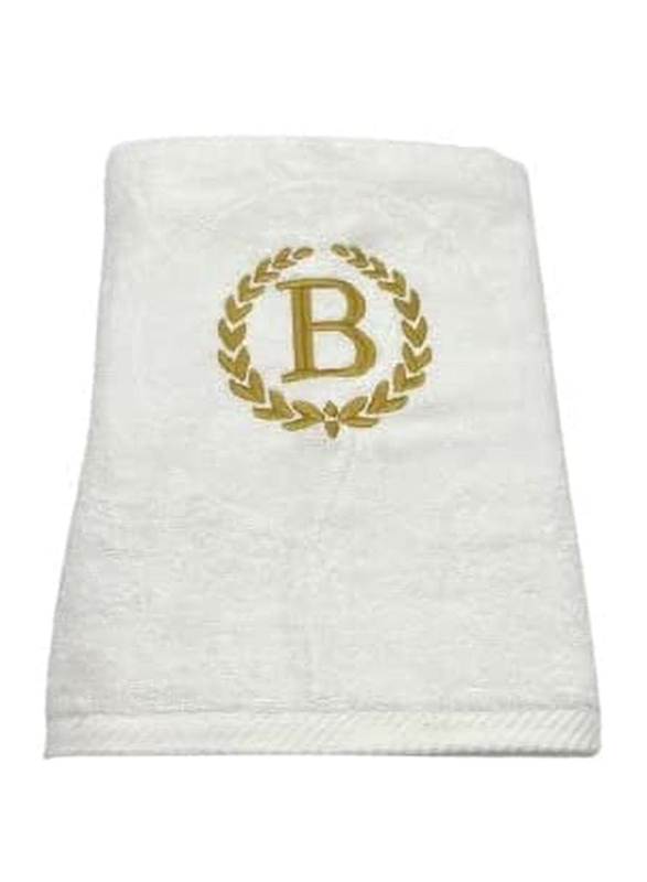 BYFT 100% Cotton Embroidered Monogrammed Letter B Hand Towel, 50 x 80cm, White/Gold