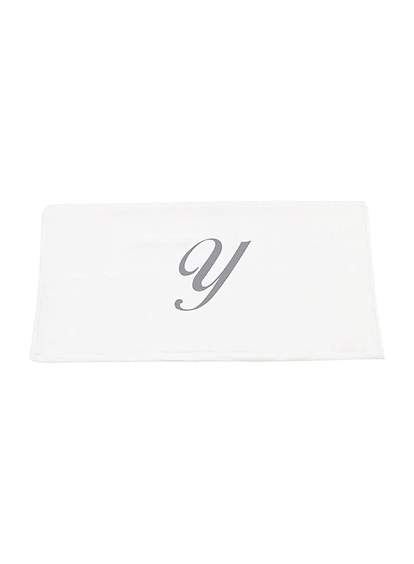 BYFT 100% Cotton Embroidered Letter Y Hand Towel, 50 x 80cm, White/Silver