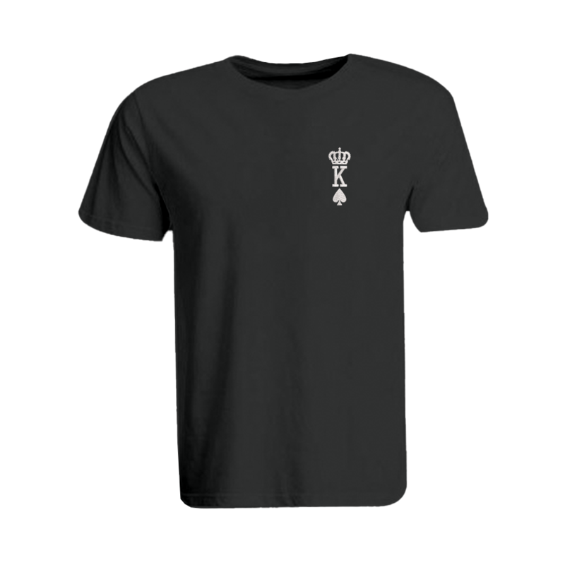 

BYFT (Black) Embroidered Cotton T-shirt (Crown King Spades) Personalized Round Neck T-shirt For Men (Large)-Set of 1 pc-190 GSM