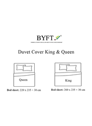 BYFT Tulip 100% Percale Cotton Duvet Cover, 180 Tc, 225 x 245 + 30cm, Queen, Grey