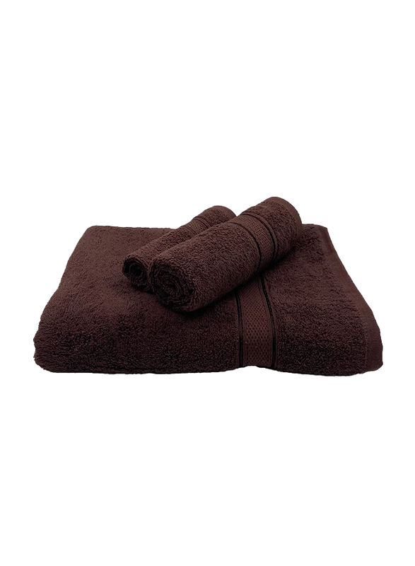 BYFT 3-Piece Daffodil 100% Cotton Face, Hand & Bath Towel, Brown