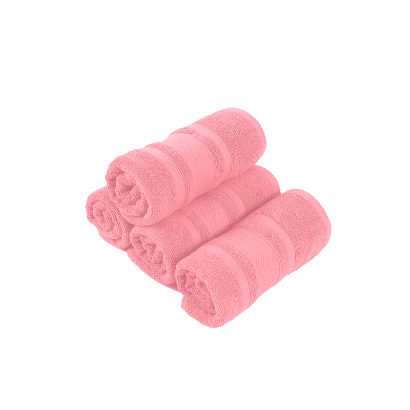 BYFT Home Castle (Pink) Premium Hand Towel  (50 x 90 Cm - Set of 4) 100% Cotton Highly Absorbent, High Quality Bath linen with Diamond Dobby 550 Gsm