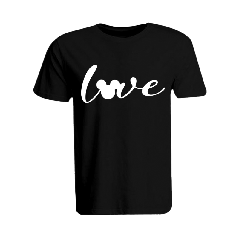 

BYFT (Black) Printed Cotton T-shirt (Mickey Love) Personalized Round Neck T-shirt For Men (2XL)-Set of 1 pc-190 GSM