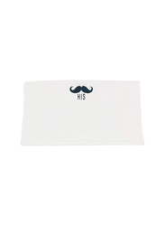 BYFT 100% Cotton Embroidered His Mustache Hand Towel, 50 x 80cm, White/Black