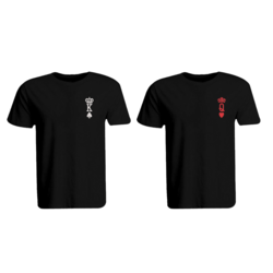 BYFT (Black) Couple Embroidered Cotton T-shirt (Crown King & Queen) Personalized Round Neck T-shirt (Small)-Set of 2 pcs-190 GSM