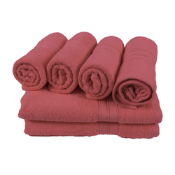 BYFT Home Trendy (Pink) 4 Hand Towel (50 x 90 Cm) & 2 Bath Towel (70 x 140 Cm) 100% Cotton Highly Absorbent, High Quality Bath linen with Striped Dobby 550 Gsm Set of 6