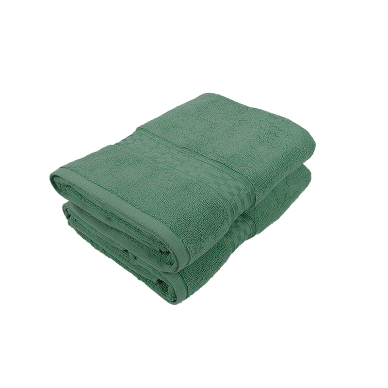BYFT Home Ultra (Green) Premium Bath Towel  (70 x 140 Cm - Set of 2) 100% Cotton Highly Absorbent, High Quality Bath linen with Checkered Dobby 550 Gsm