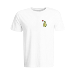 BYFT (White) Embroidered Cotton T-shirt (Avocado ) Personalized Round Neck T-shirt For Women (Small)-Set of 1 pc-190 GSM