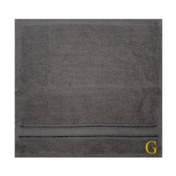 BYFT Daffodil (Dark Grey) Monogrammed Face Towel (30 x 30 Cm-Set of 6) 100% Cotton, Absorbent and Quick dry, High Quality Bath Linen-500 Gsm Golden Thread Letter "G"