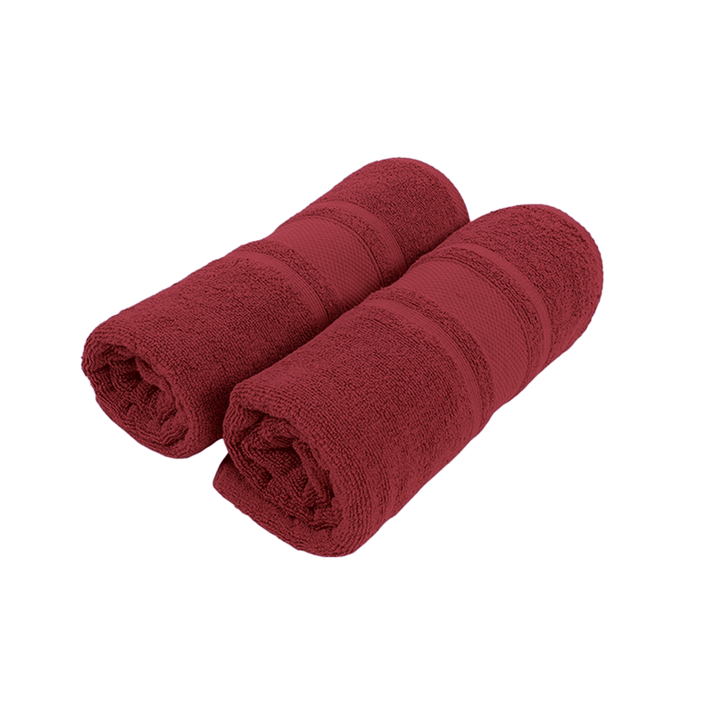 BYFT Home Castle (Maroon) Premium Bath Sheet  (90 x 180 Cm - Set of 2) 100% Cotton Highly Absorbent, High Quality Bath linen with Diamond Dobby 550 Gsm