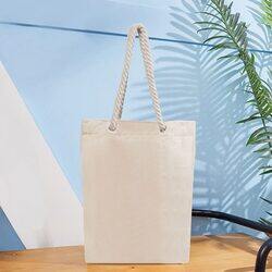 BYFT Natural Cotton Canvas Tote Bag with String Handle