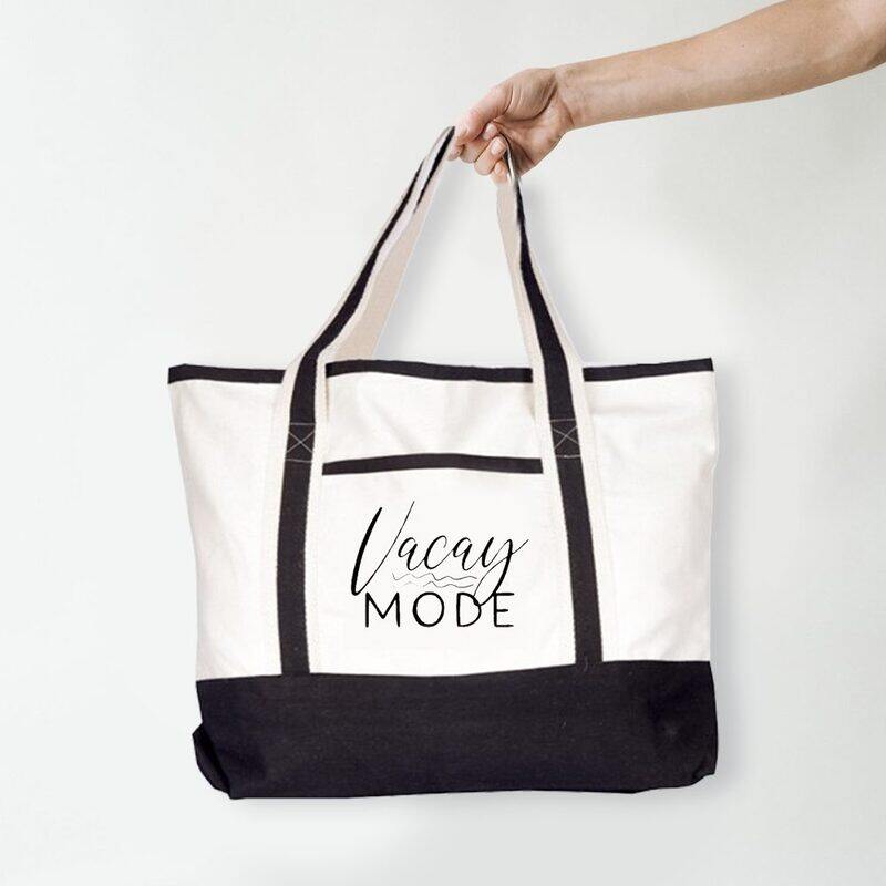 BYFT White Canvas Bag with Black Tape (Vacay Mode)