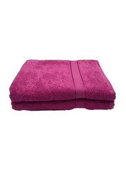 BYFT 2-Piece Daffodil 100% Cotton Bath Towel, 70 x 140cm, Fuchsia Pink