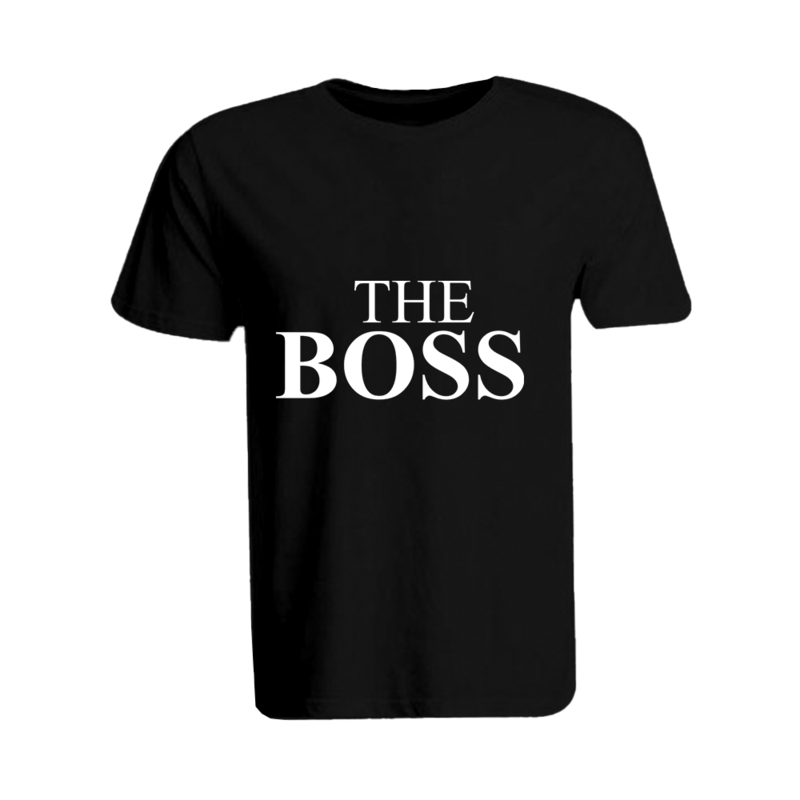 

BYFT (Black) Printed Cotton T-shirt (The Boss) Personalized Round Neck T-shirt For Men (Large)-Set of 1 pc-190 GSM