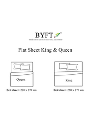 BYFT Tulip 100% Cotton Satin Stripe Flat Bed Sheet, 300 Tc, 1cm, 220 x 280cm, Queen, Dark Brown