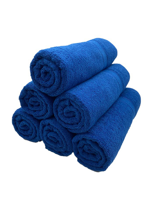 BYFT 6-Piece Daffodil 100% Cotton Bath Towel, 70 x 140cm, Royal Blue