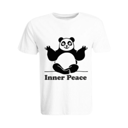 BYFT (White) Printed Cotton T-shirt (Panda Inner Peace) Personalized Round Neck T-shirt For Men (XL)-Set of 1 pc-190 GSM