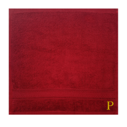 BYFT Daffodil (Burgundy) Monogrammed Face Towel (30 x 30 Cm-Set of 6) 100% Cotton, Absorbent and Quick dry, High Quality Bath Linen-500 Gsm Golden Thread Letter "P"