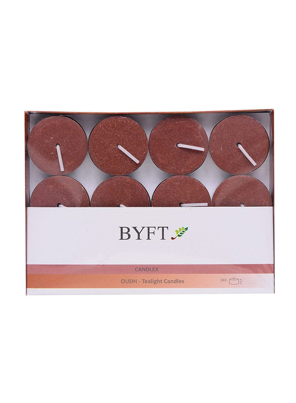 BYFT Oudh Scented Tea light Candles Pack of 24 ( Bundle of 4 )